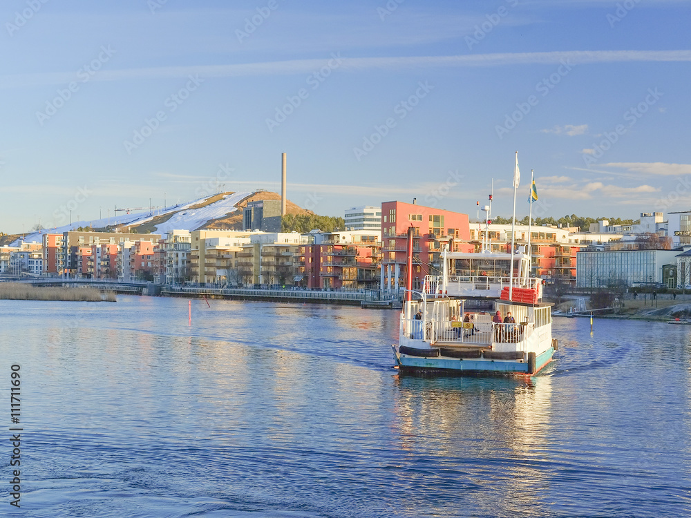 Stockholm, Sweden - March, 16, 2016: passenger ship in Stockholm harbour, Sweden