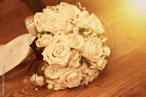 Wedding bouquet of white roses