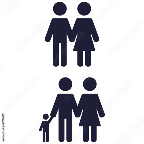 Stick figure icons, symbol - family stick figure. EPS10.