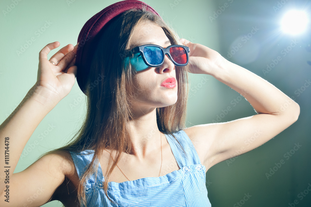 Surprised young pretty woman in 3d glasses looking amazed. Surprised young pretty woman in 3d glasses looking amazed.