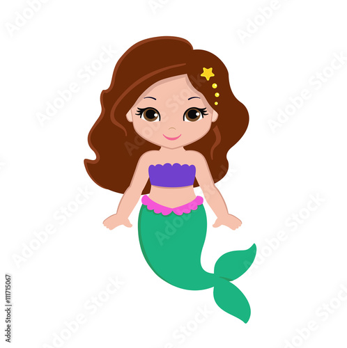 Cute little mermaid.Vector illustration.