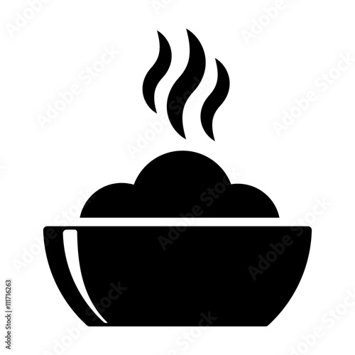 bowl hot plate with food black icon on white background