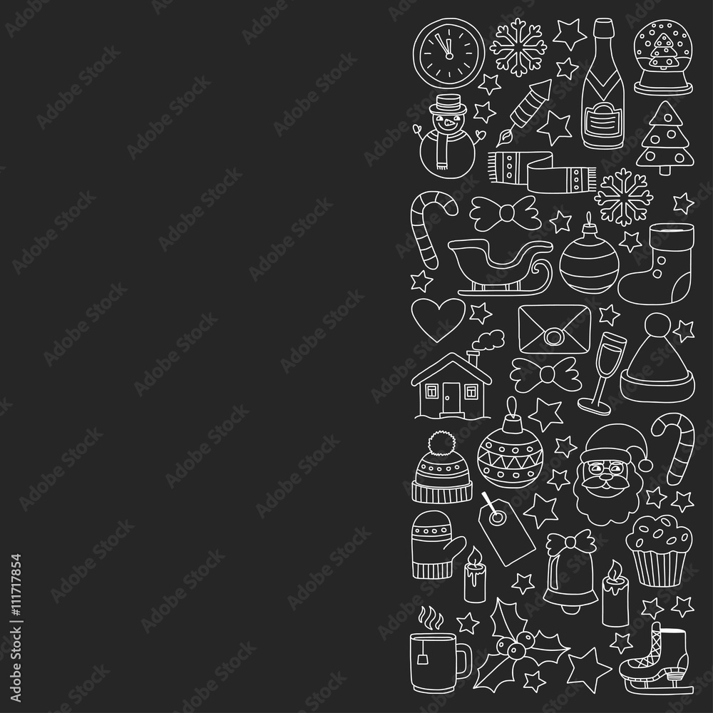 Doodle vector icons Merry christmas and happy new year Doodle vector icons Merry christmas and happy new year