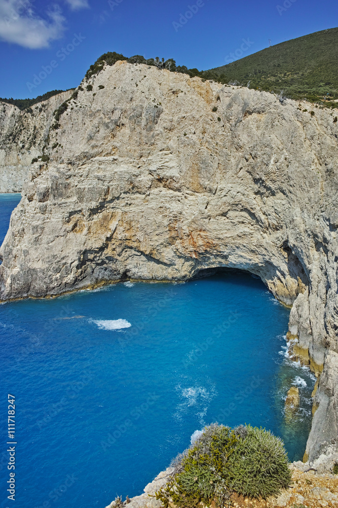 Amazing seascape with Rocks near Porto Katsiki Beach, Lefkada, Ionian Islands, Greece