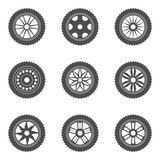 Set of car rims, tires