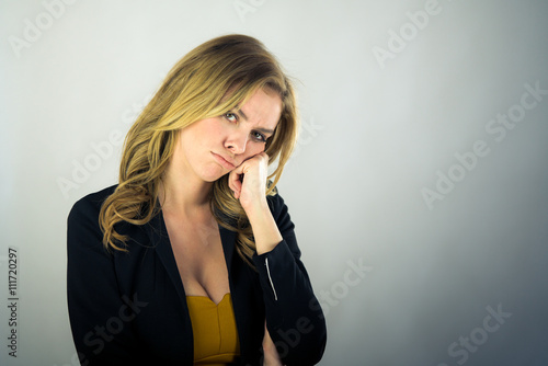 female model attractive woman on plein background with copy spac