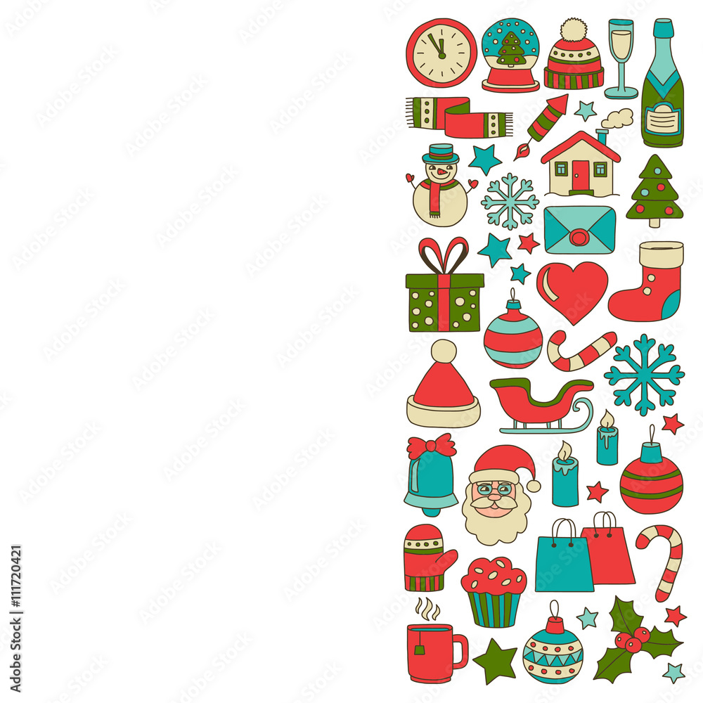 Doodle vector icons Merry christmas and happy new year Doodle vector icons Merry christmas and happy new year