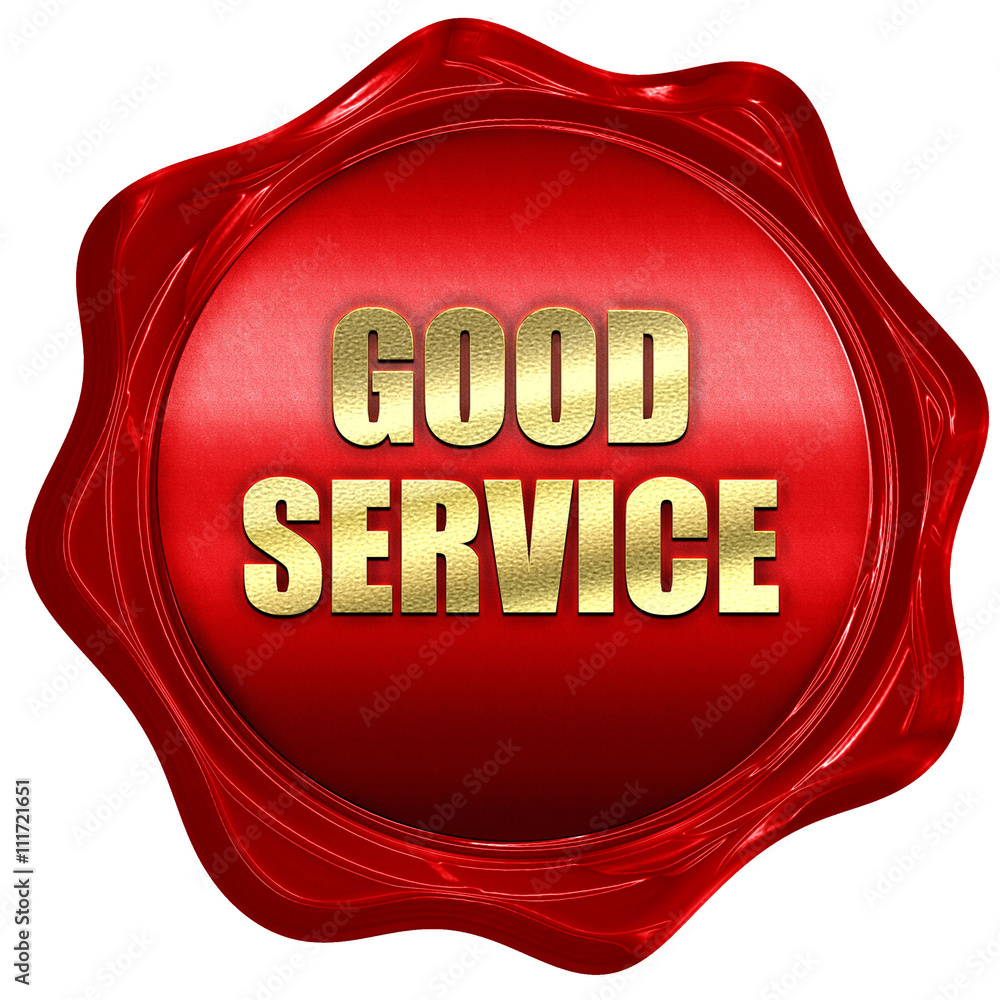 good service, 3D rendering, a red wax seal good service, 3D rendering, a red wax seal