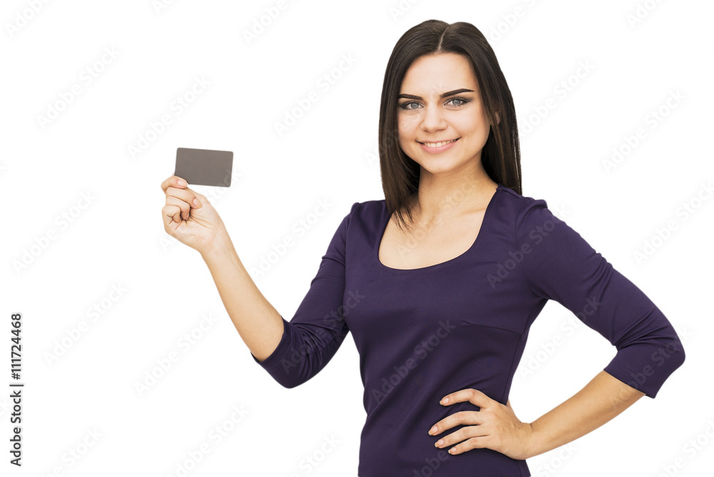 happy woman holding white blank paper happy woman holding white blank paper