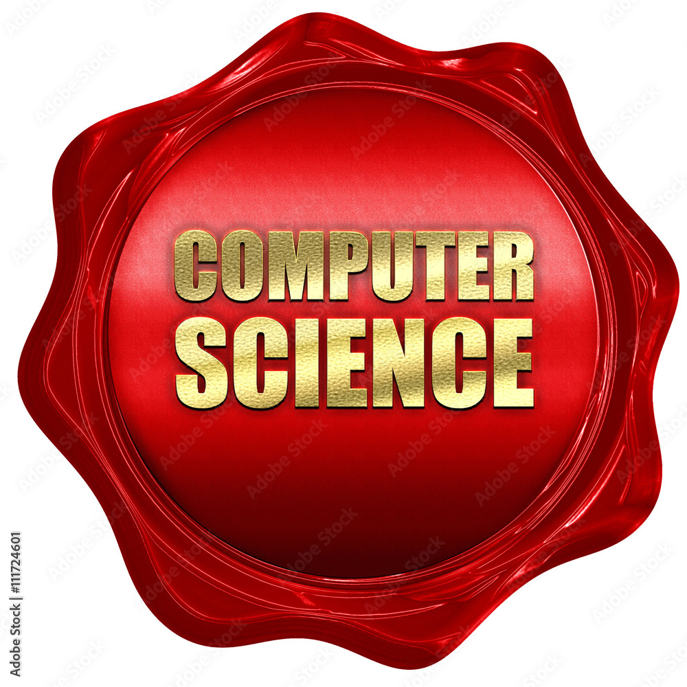 computer science, 3D rendering, a red wax seal computer science, 3D rendering, a red wax seal