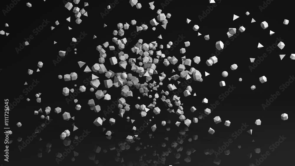 Chaotic Polygon particles abstract 3D render Chaotic Polygon particles abstract 3D render