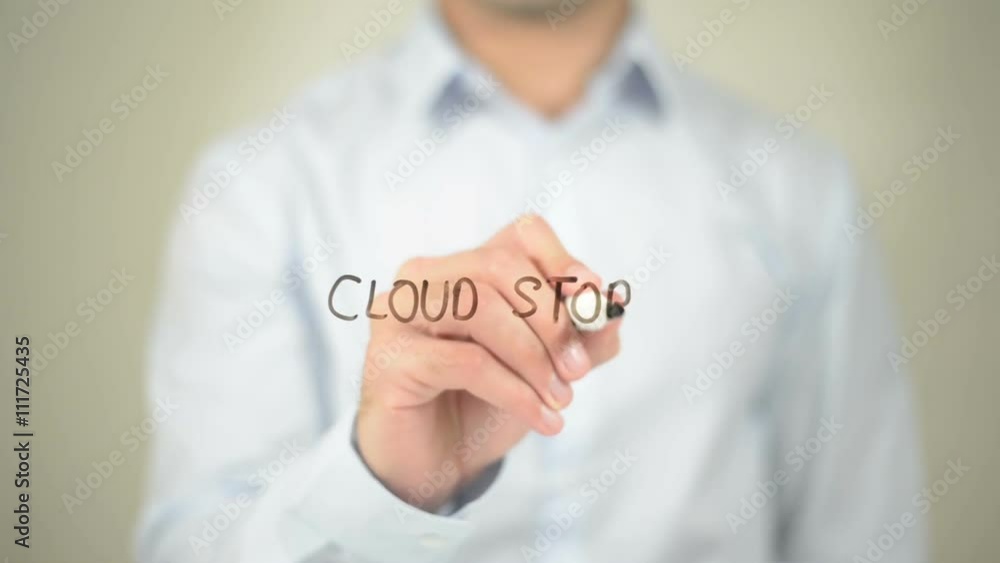 Cloud Storage, Man writing on transparent screen Cloud Storage, Man writing on transparent screen