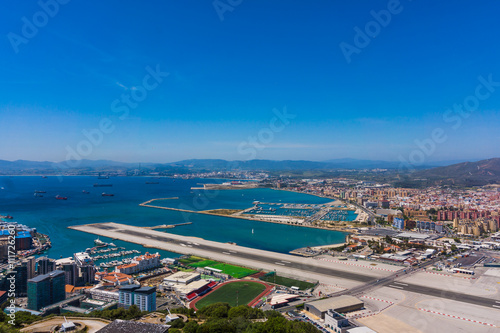 View from the top of the rock of Gibraltar on the city