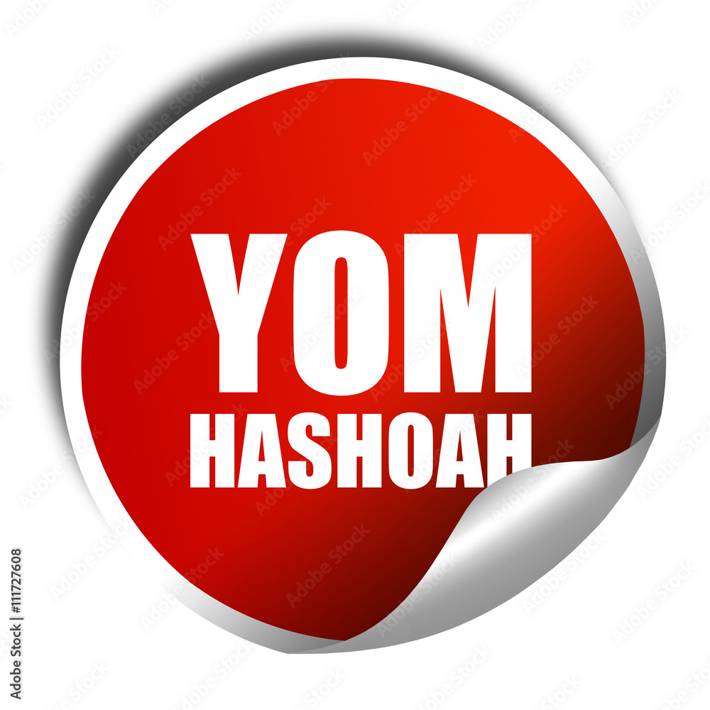 yom hashoah, 3D rendering, a red shiny sticker yom hashoah, 3D rendering, a red shiny sticker