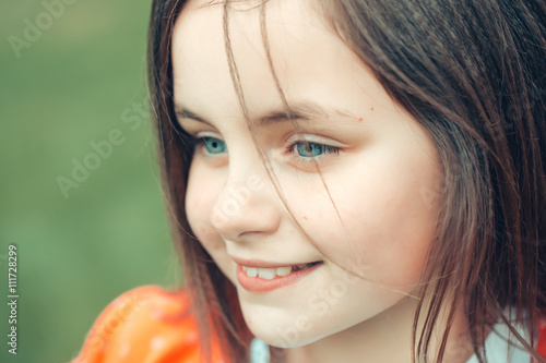 Happy smiling small girl outdoor © Volodymyr