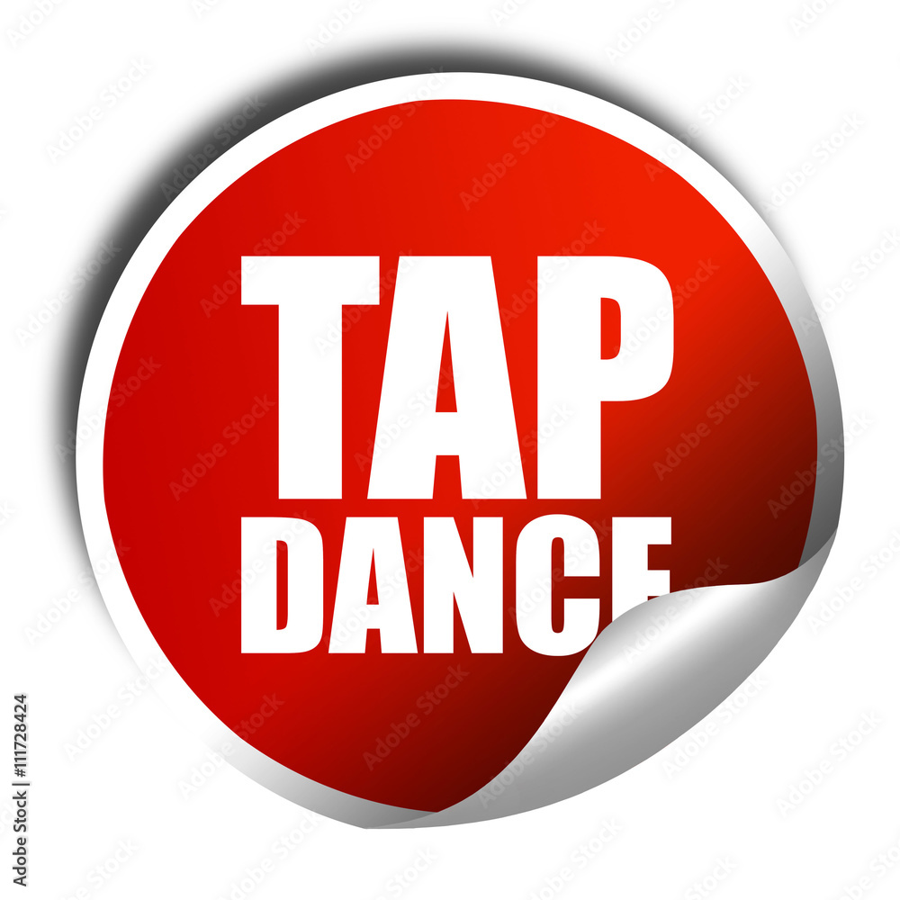 tap dance, 3D rendering, a red shiny sticker tap dance, 3D rendering, a red shiny sticker