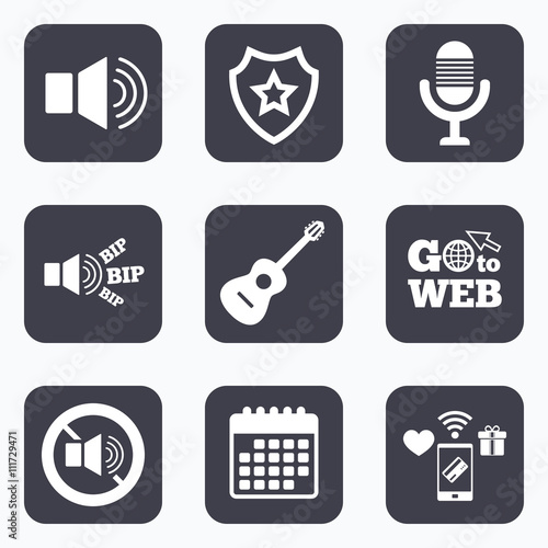 Musical elements icon. Microphone, Sound speaker