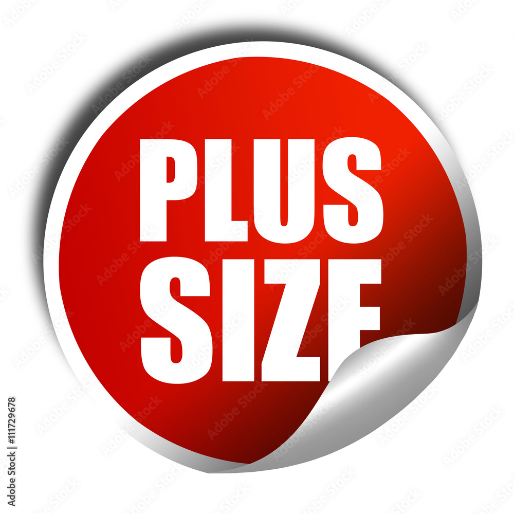 plus size, 3D rendering, a red shiny sticker plus size, 3D rendering, a red shiny sticker
