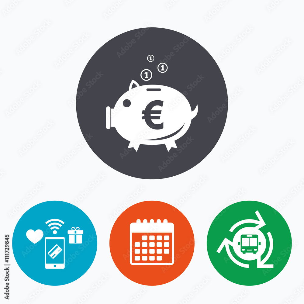 Piggy bank sign icon. Moneybox symbol. Piggy bank sign icon. Moneybox symbol.