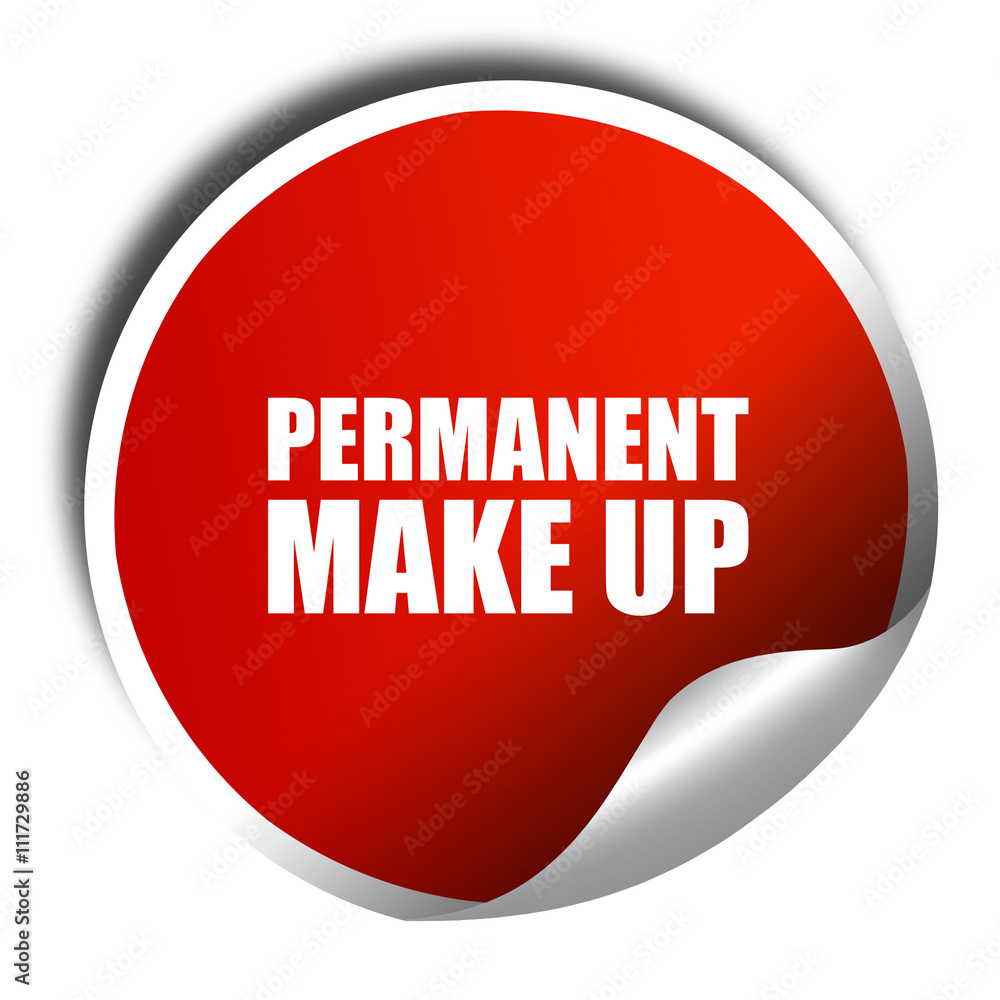 permanent make up, 3D rendering, a red shiny sticker permanent make up, 3D rendering, a red shiny sticker