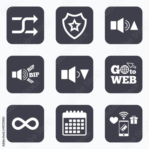 Player control icons. Sound louder and quieter.