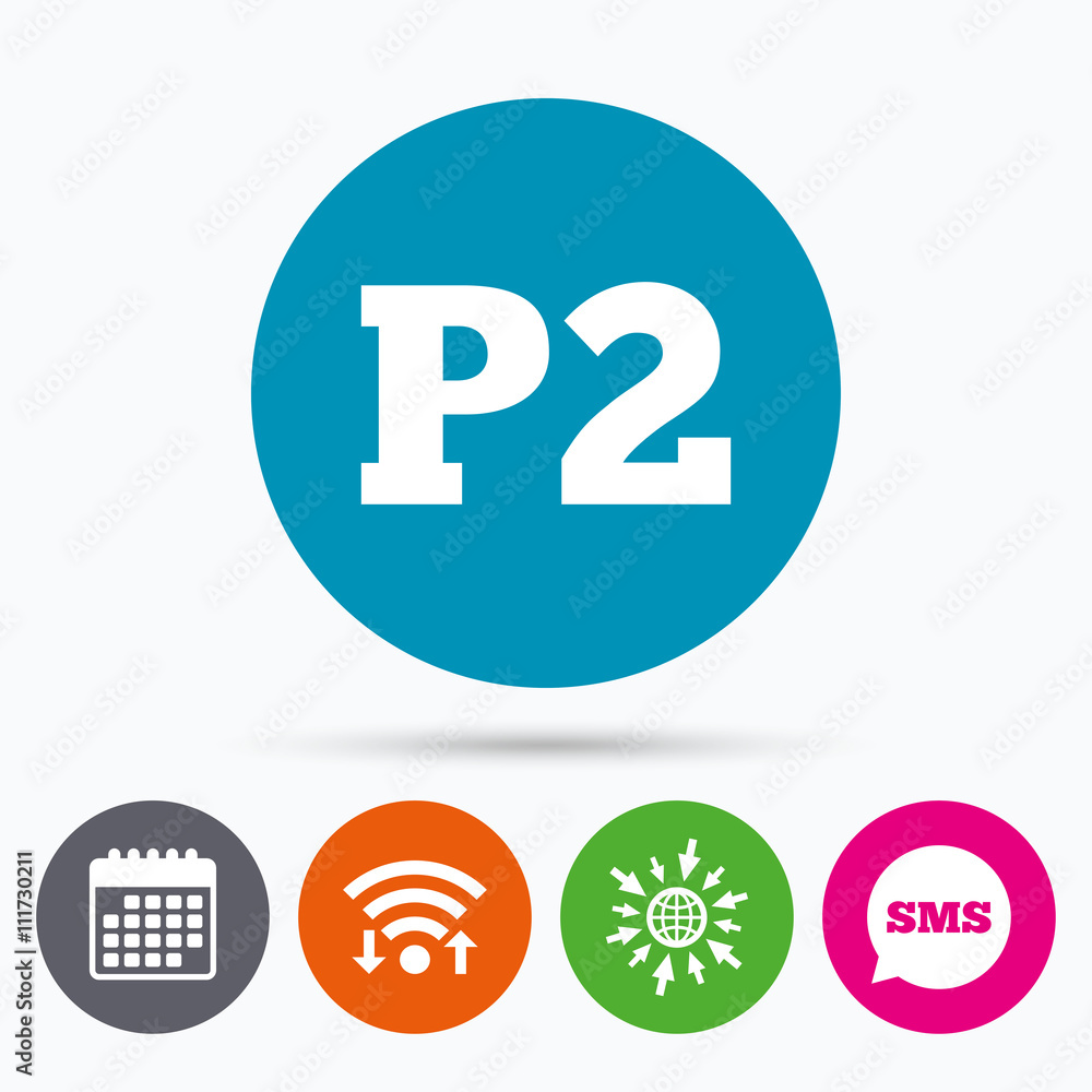 Parking second floor icon. Car parking P2 symbol Parking second floor icon. Car parking P2 symbol