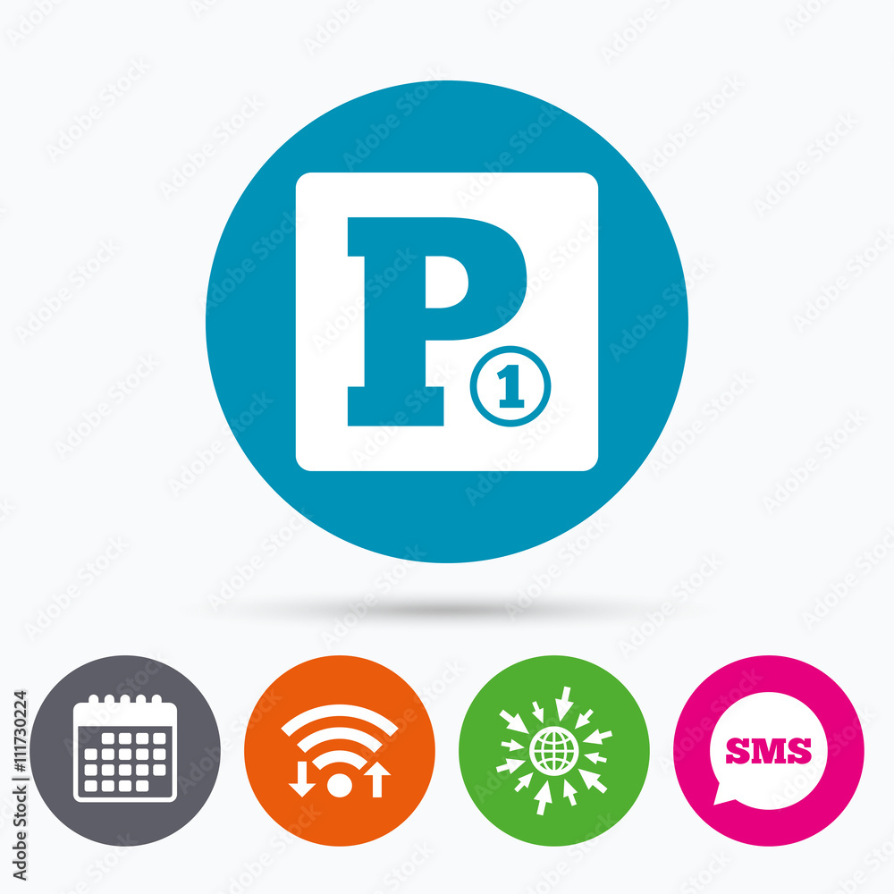 Paid parking sign icon. Car parking symbol. Paid parking sign icon. Car parking symbol.