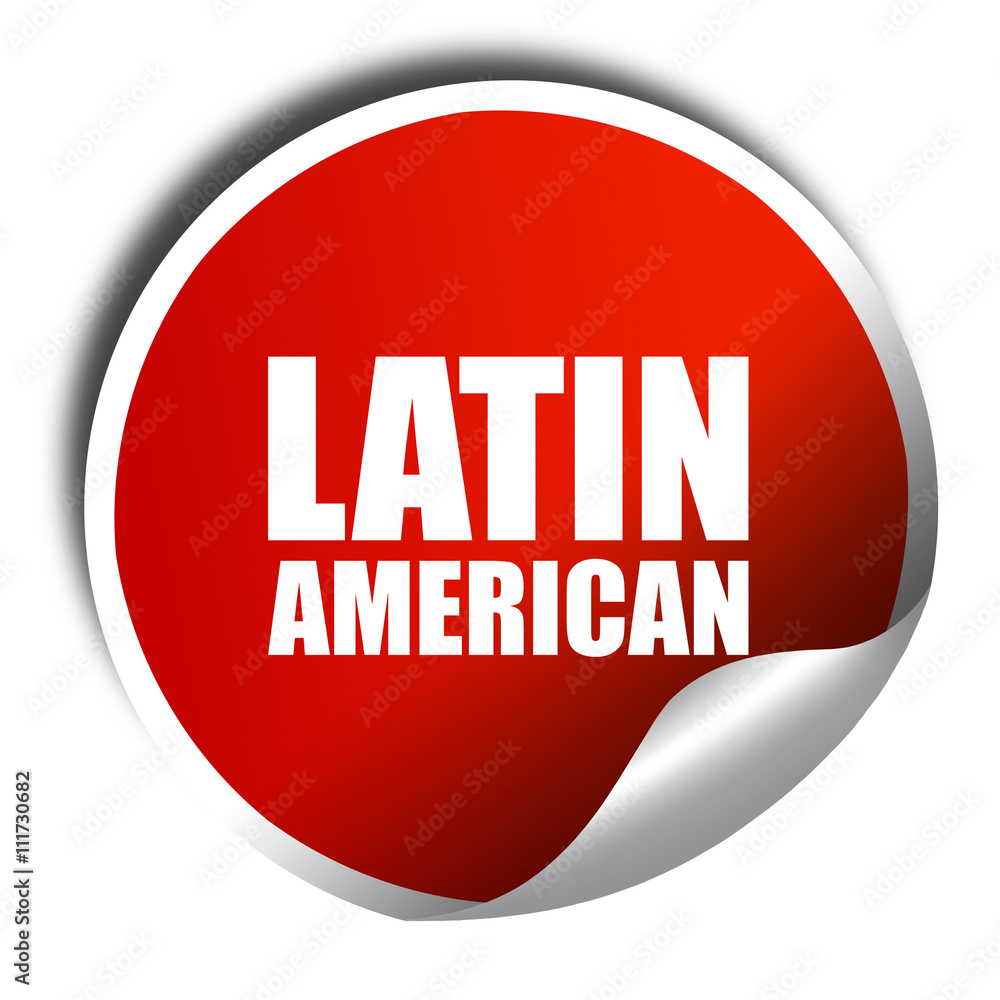 latin american, 3D rendering, a red shiny sticker latin american, 3D rendering, a red shiny sticker