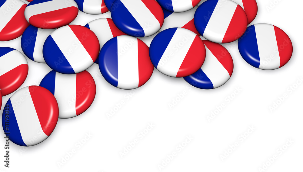 Fototapeta premium French Flag On Pin Badges