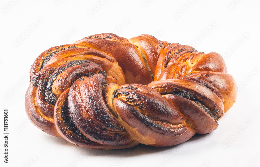 Fototapeta premium braided poppy seed round loaf