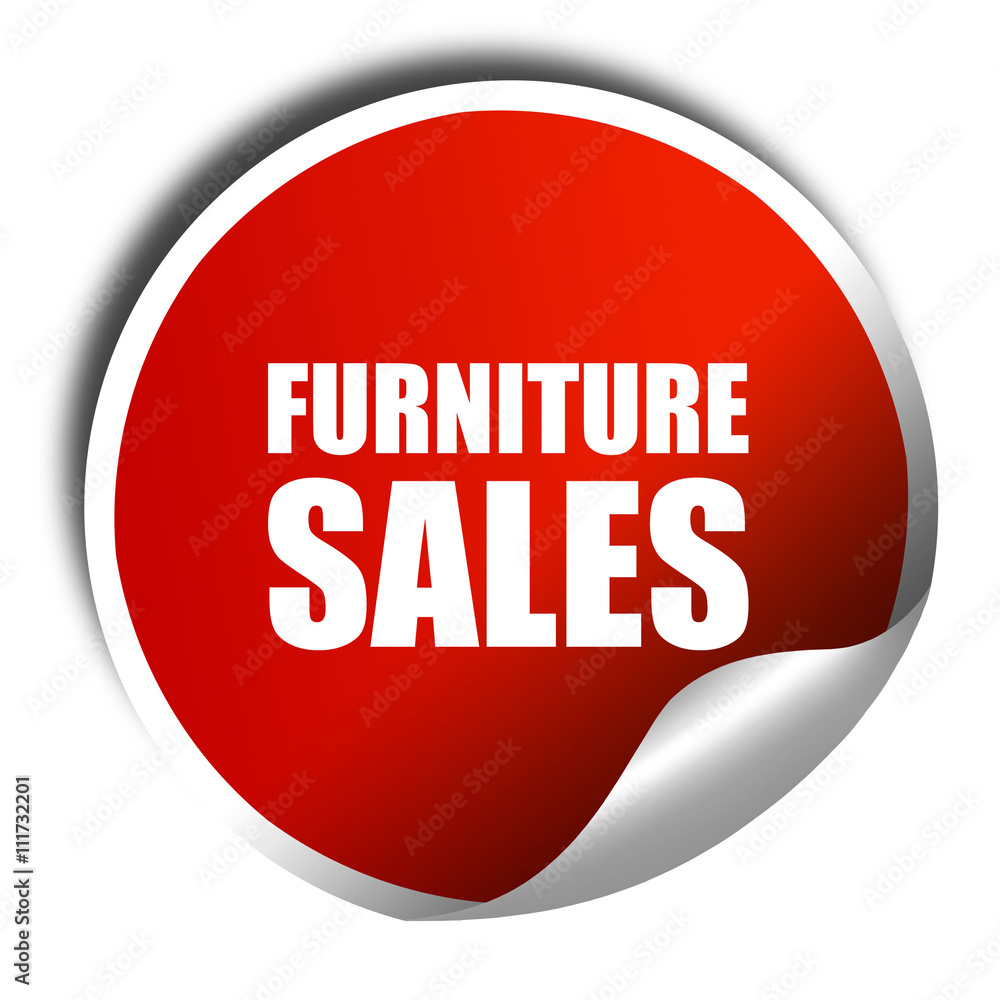 furniture sales, 3D rendering, a red shiny sticker furniture sales, 3D rendering, a red shiny sticker
