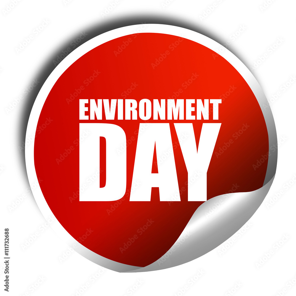 environment day, 3D rendering, a red shiny sticker environment day, 3D rendering, a red shiny sticker