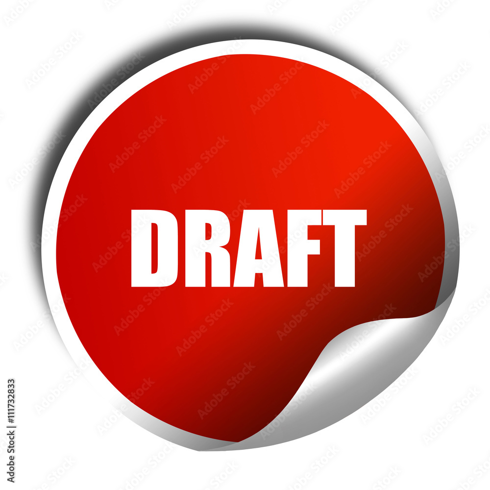 draft, 3D rendering, a red shiny sticker draft, 3D rendering, a red shiny sticker