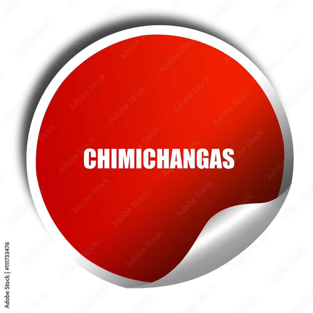 chimichangas, 3D rendering, a red shiny sticker chimichangas, 3D rendering, a red shiny sticker