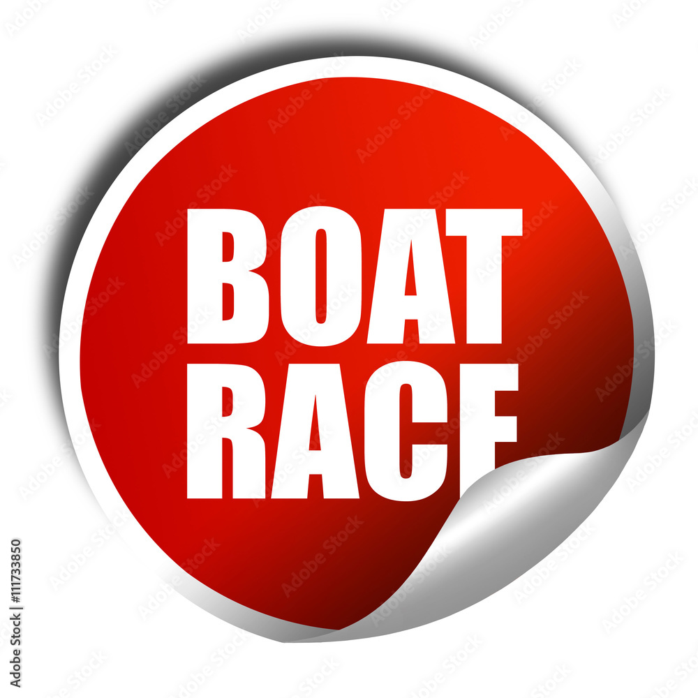 boat race, 3D rendering, a red shiny sticker boat race, 3D rendering, a red shiny sticker