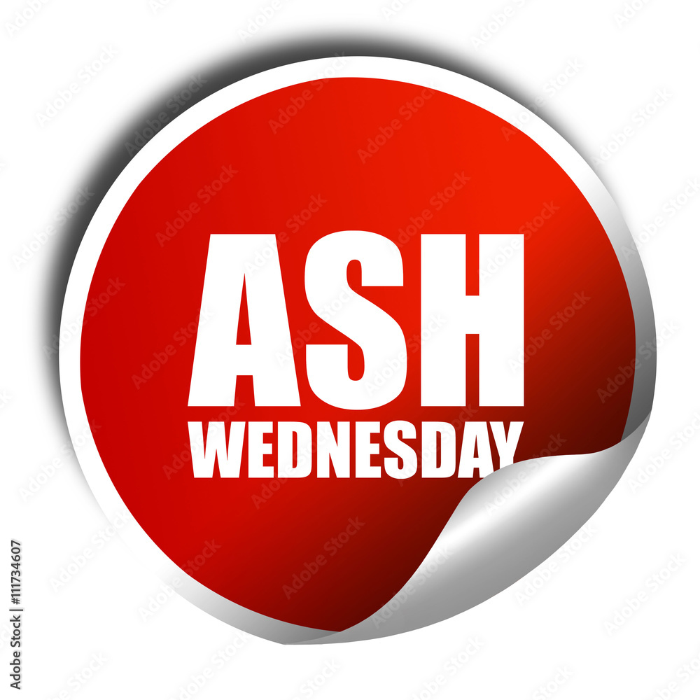 ash wednesday, 3D rendering, a red shiny sticker ash wednesday, 3D rendering, a red shiny sticker