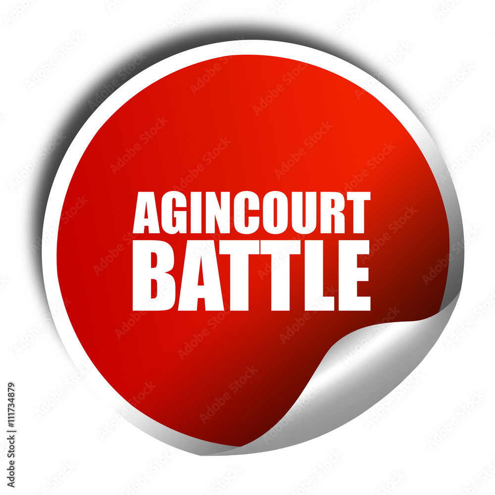 agincourt battle, 3D rendering, a red shiny sticker agincourt battle, 3D rendering, a red shiny sticker