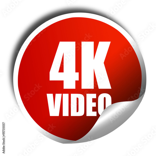 4k video, 3D rendering, a red shiny sticker