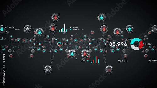 People and Data Silver - Networks of people online with graphs, data and connection diagrams. All clips loop seamlessly. Available in multiple colors. 