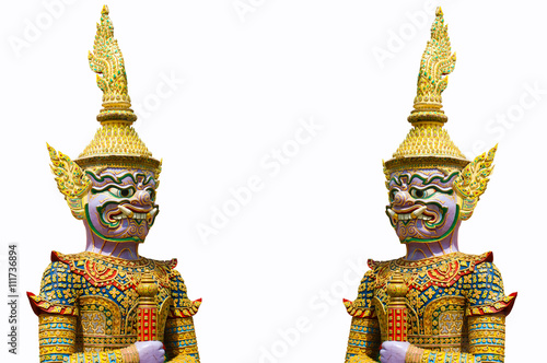фотографія Giant  of thai temple  on the  white background,Giant in the comparative literat