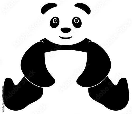 Fototapeta Naklejka Na Ścianę i Meble -  Sitting panda with two hands down vector image