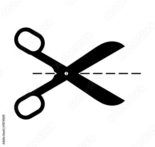 Scissors and cut lines isolated on white background