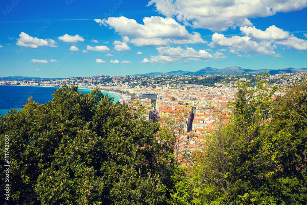 Panoramic view of Nice, Cote d'Azur, France, Europe