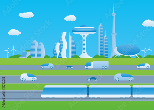 Light rail transit and smart transportation, image illustration photo