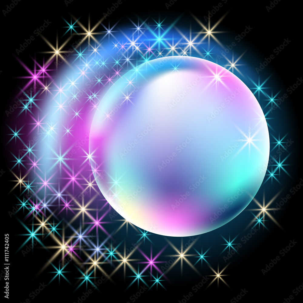 Glowing bubble with stars Glowing bubble with stars