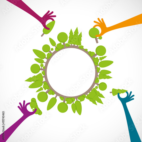 affiche planète,arbre et mains-vecteur concept