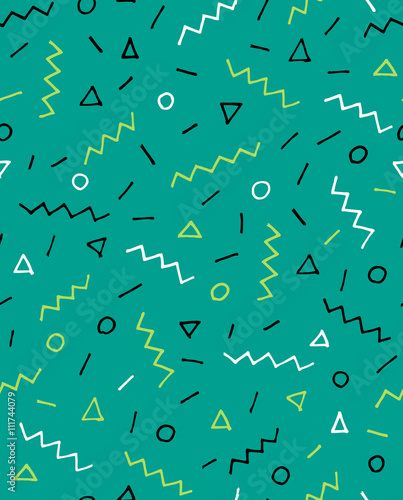 Bright geometric seamless background, 80s, 90s style