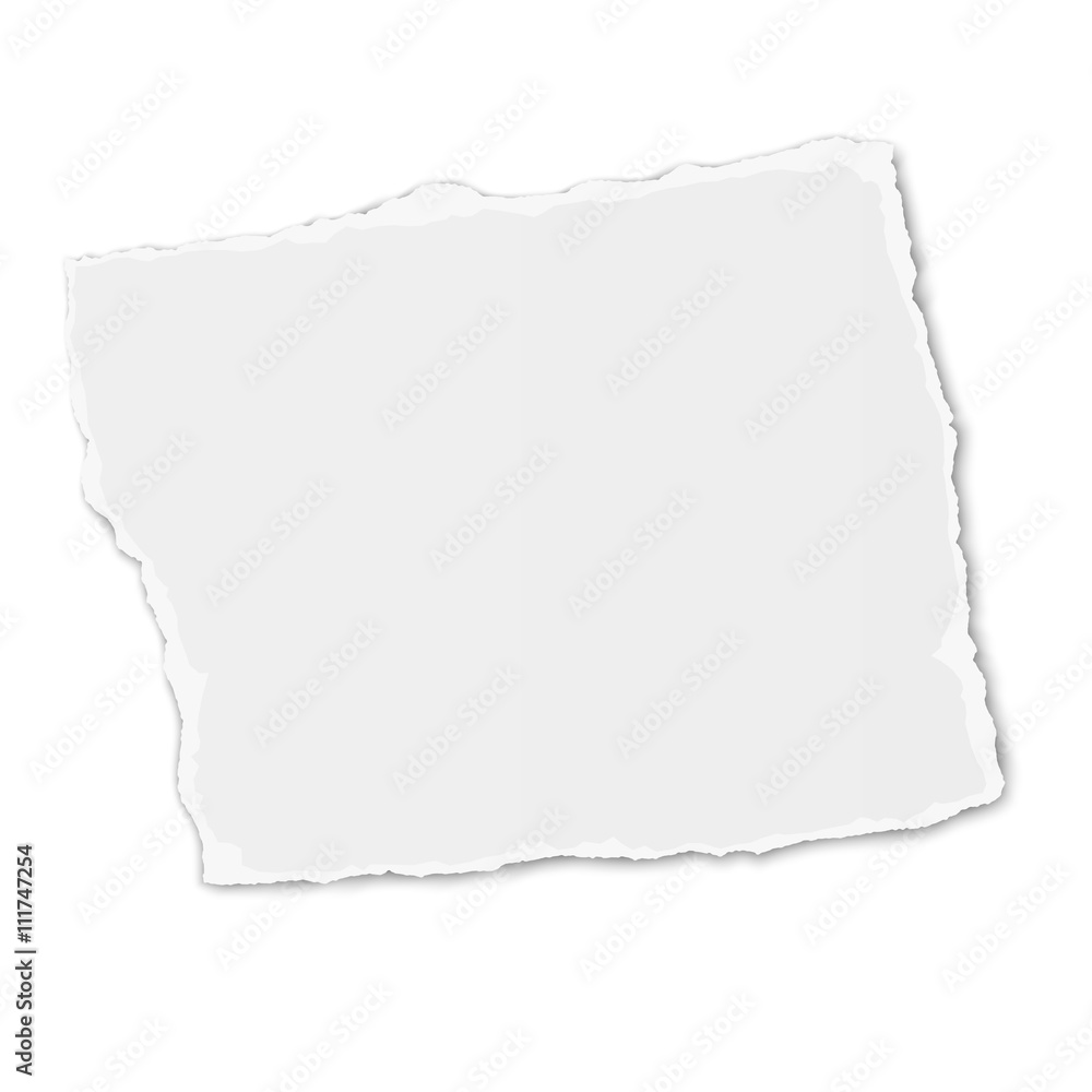 White square paper tear placed on white background White square paper tear placed on white background