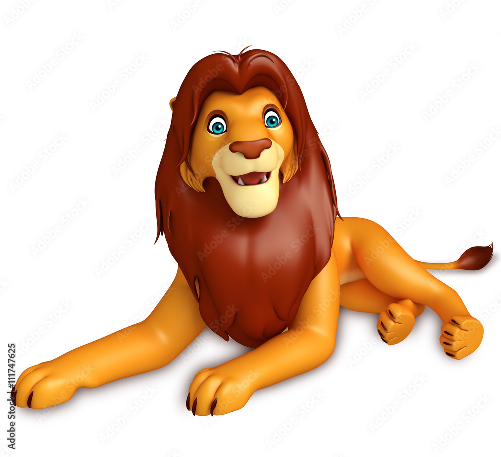 Fototapeta premium sitting Lion cartoon character