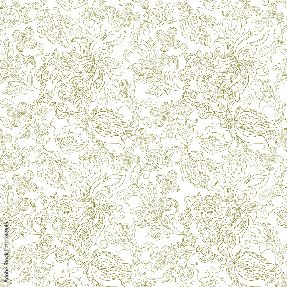 ethnic floral ornament. folkloric vector seamless pattern